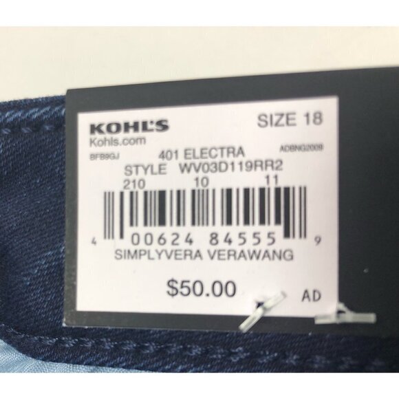 Simply Vera Wang Womens High Rise Dark Wash Button Fly Skinny Jeans Sz 18 New - Picture 5 of 9